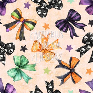 Fichier sans couture d'Halloween de coquette, modèle sans couture de coquette d'Halloween, conception numérique de tissu de noeuds d'Halloween, modèle d'Halloween sans couture
