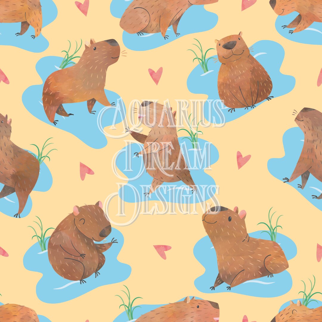 Capybara Pattern Cute Capybara Seamless Pattern for Fabric Etsy