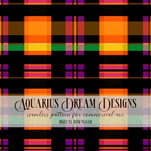 Halloween Seamless Pattern, Halloween Plaid Seamless File, Halloween Digital File, Halloween Pattern for Fabric, Halloween Repeating Pattern
