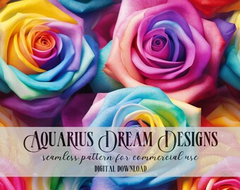 Rainbow Roses Seamless File, Rainbow Rose Seamless Pattern, Rose Pattern, Roses Pattern for Fabric and Sublimination, Photorealistic Roses