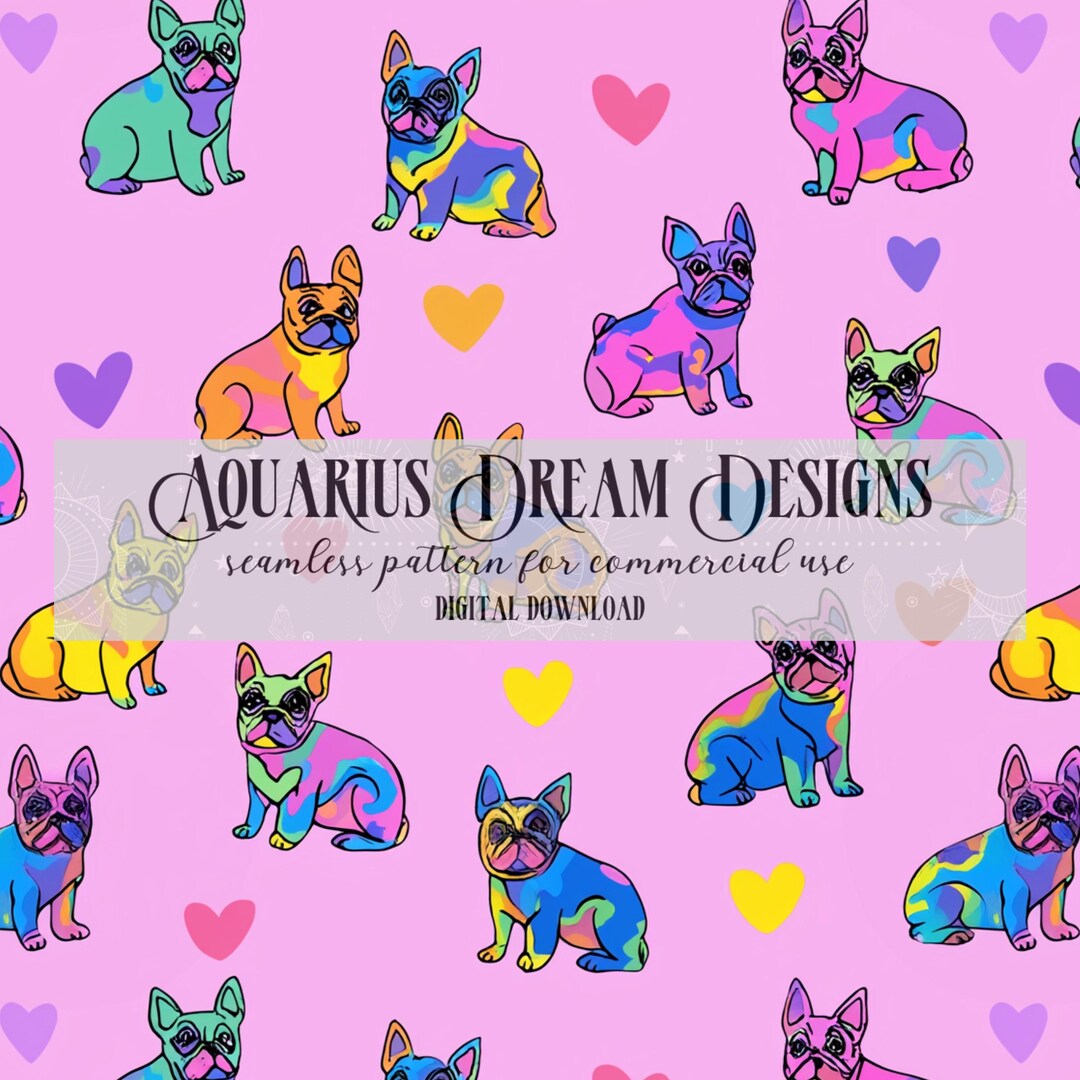 French Bulldog Seamless File, Dog Seamless Pattern, Frenchie Pattern ...