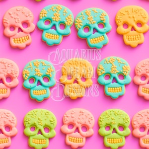 Rainbow Sugar Skull Seamless Pattern, Day of the Dead Seamless File, Pastel Skulls Seamless, Pastel Skull Pattern, Pastel Goth Seamless File