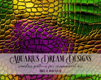 Mardi Gras Alligator Print Seamless Pattern, Crocodile Skin Seamless File, Alligator Skin Pattern, Alligator Pattern, Mardi Gras Seamless