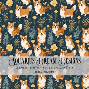 Corgis Seamless File, Dog Seamless Pattern, Corgi Pattern, Corgi Seamless, Cute Corgis Digital File, Corgi Repeating Pattern for Fabric