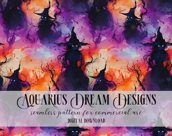 Fichier sans couture d'Halloween, modèle sans couture de sorcières d'encre d'alcool, modèle d'Halloween de sorcière d'arc-en-ciel, modèle répétitif sans couture de sorcière d'Halloween
