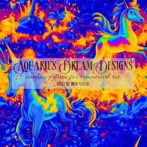 Seamless Unicorn File for Fabric Design, Girls Seamless Pattern, Neon Unicorn Seamless, Unicorn Seamless File, Neon Seamless Digital File