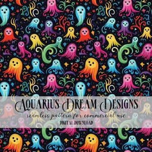 Embroidery Seamless File, Embroidery Halloween Seamless Pattern, Embroidery Ghosts Seamless, Halloween Embroidery, Ghost Embroidery