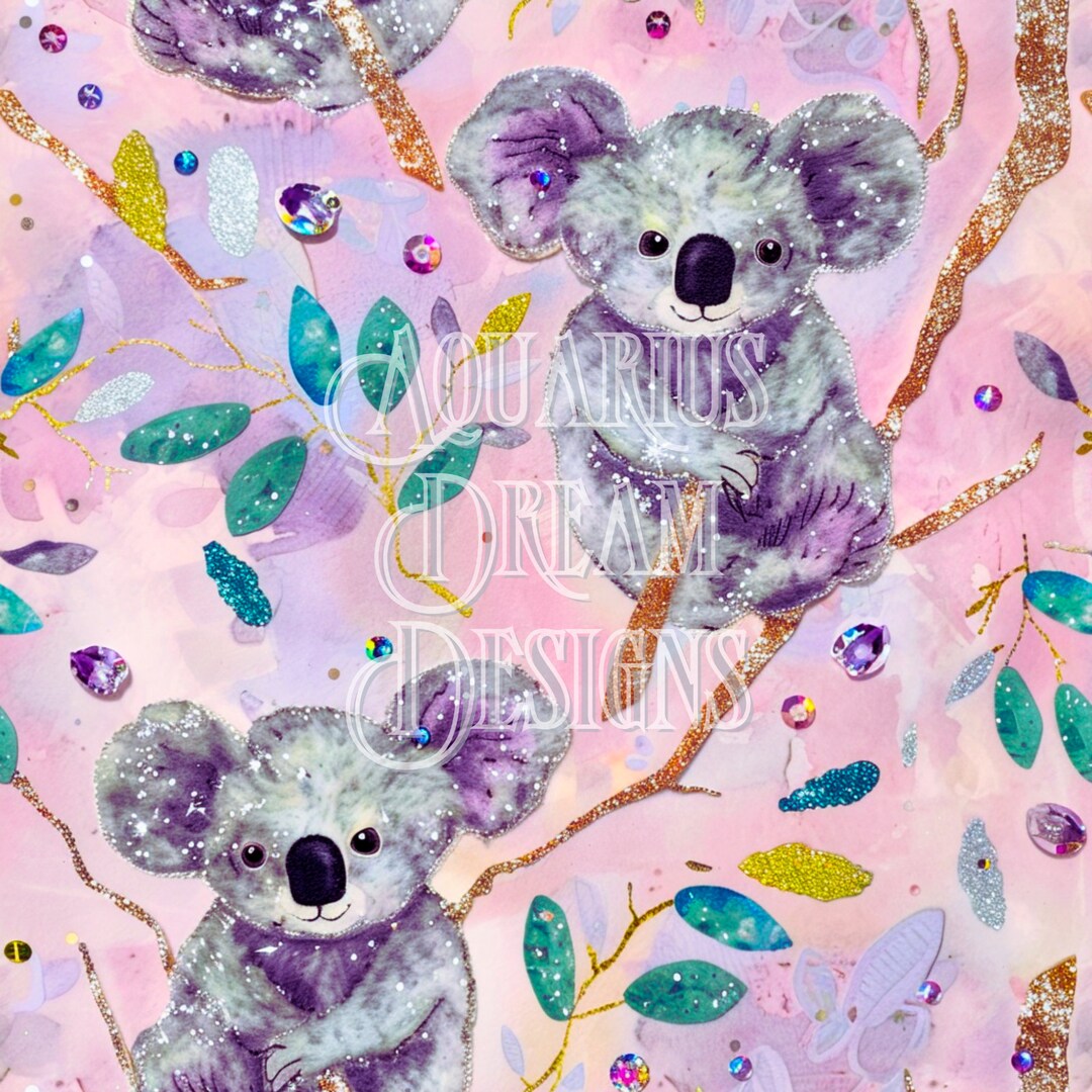 Watercolor Koala Seamless File, Cute Koalas Seamless Pattern, Rainbow ...