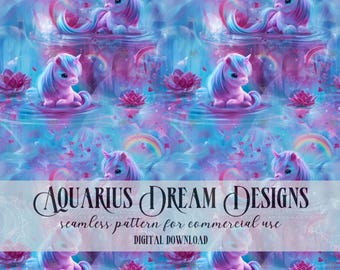 Preppy Unicorn Seamless File, Mystical Baby Unicorns Seamless Pattern, Baby Unicorn Seamless, Cute Girls Unicorn Digital File Fabric Design