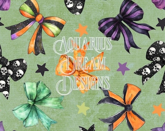 Coquette Halloween Seamless File, Halloween Coquette Seamless Pattern, Halloween Bows Digital Fabric Design, Seamless Halloween Pattern