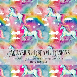 Cute Unicorn Seamless File Unicorns Seamless Pattern Rainbow Unicorn Repeating Pattern Girls Seamless for Fabric Design Watercolor Unicorns