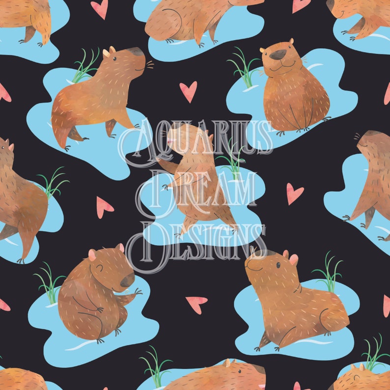 Capybara Pattern Cute Capybara Seamless Pattern for Fabric Etsy
