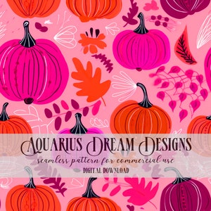 Halloween Seamless File, Boho Pumpkins Seamless Pattern, Halloween Pattern, Boho Pink Pumpkin Pattern for Fabric, Pink Pumpkins Pattern