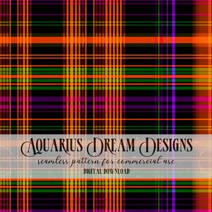 Halloween Seamless Pattern, Halloween Plaid Seamless File, Halloween Digital File, Halloween Pattern for Fabric, Halloween Repeating Pattern