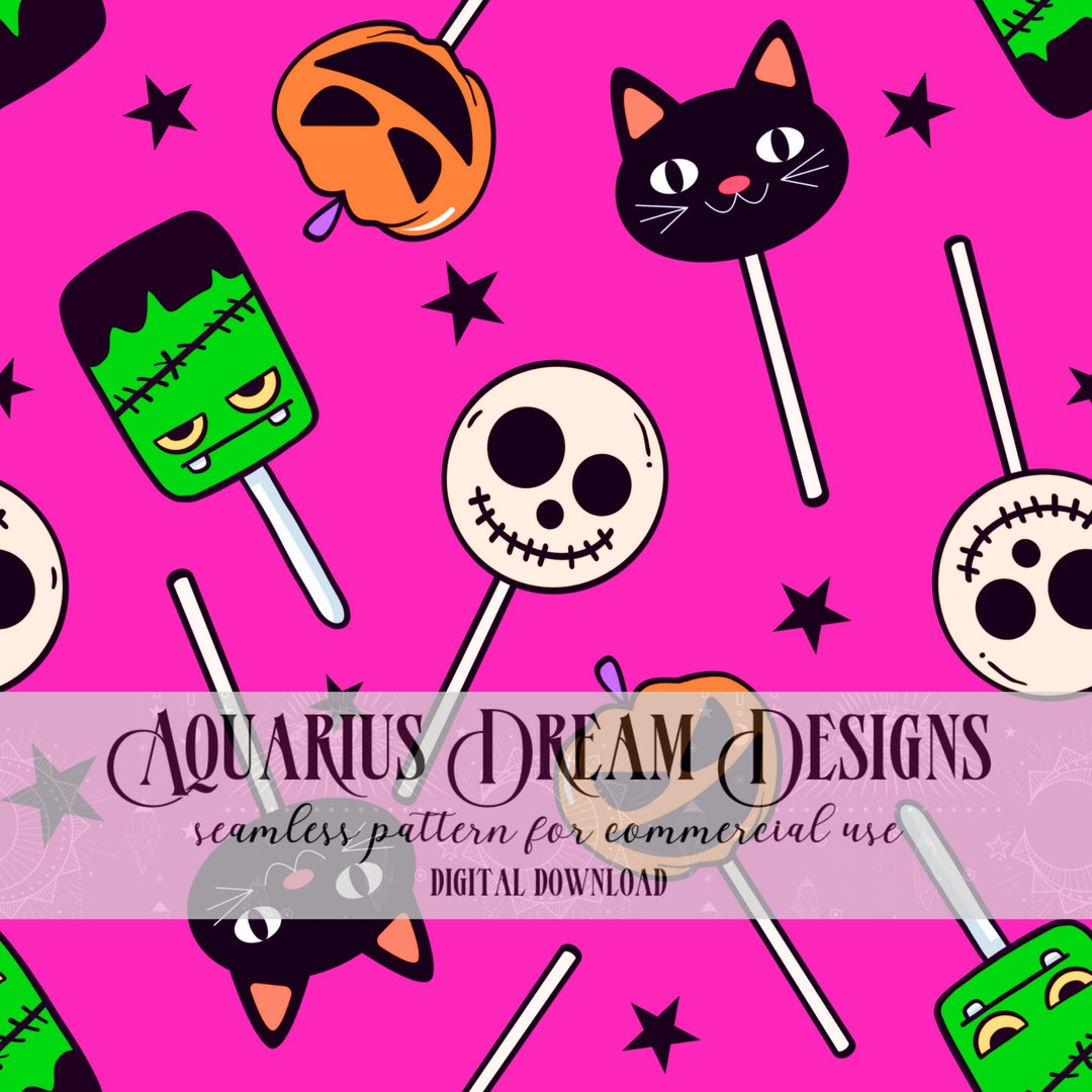 Pastel Goth Seamless File, Halloween Lollipop Seamless Pattern, Cute ...