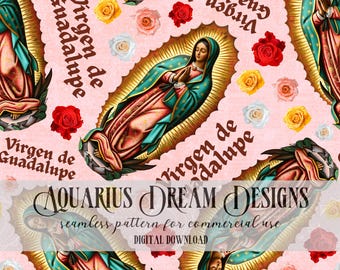 Virgen de Guadalupe Seamless Pattern, Our Lady of Guadalupe Seamless File, Catholic Seamless Pattern, Seamless Mexican Pattern