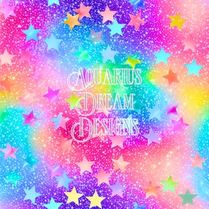 Girl Seamless Pattern, Girls Seamless File, Neon Galaxy and Stars Seamless Fabric Design, Neon Rainbow Stars Seamless, Rainbow Girls Pattern