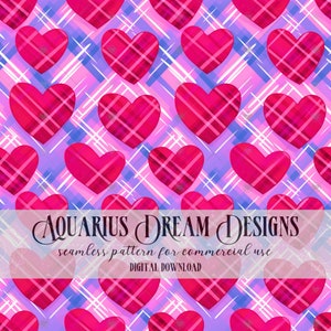 Valentines Seamless Pattern, Pink Plaid Heart Seamless File, Valentine Plaid Seamless, Valentine Hearts Pattern, Valentines Plaid Seamless