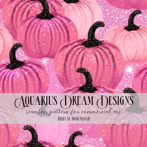 Halloween Seamless File, Pink Pumpkin Seamless Pattern, Halloween Pattern, Pink Glitter Pumpkin Pattern, Repeating Pattern for Sublimination
