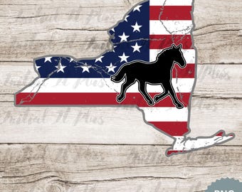 New York American flag horse digital file, Stock show horse, Show horse PNG, Show Life PNG Digital Download Sublimation