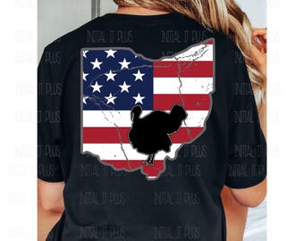 Ohio American Flag Turkey PNG, Stock Show Life Sublimation (Digital Download)