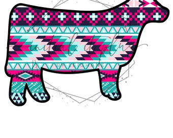 Aztec show cow digital file, Stock show cow, Show cow PNG, Show Life Cow PNG Digital Download Sublimation