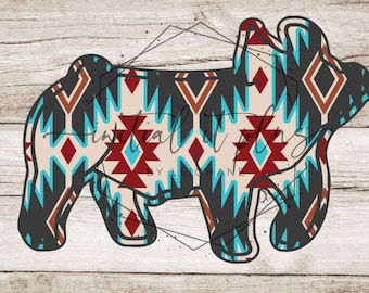Aztec show pig digital file, Stock show pig, Show pig PNG, Show Life Pig PNG Digital Download Sublimation