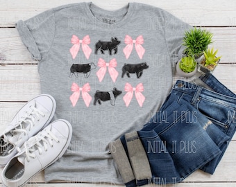 Coquette Bow Show Pig digital file, Stock show pig, Show cow PNG, Show Life goat PNG Digital Download Sublimation