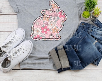 Floral Bunny Rabbit PNG, Show Life Sublimation Design (Digital Download)