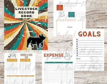 PRINTABLE Stock show record book, Show pig, Livestock show, Pig Youth Livestock Project Record Book