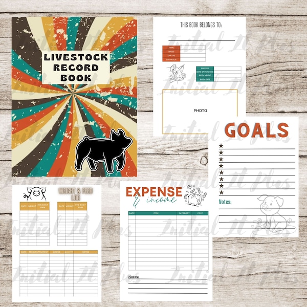 PRINTABLE Stock show record book, Show pig, Livestock show, Pig Youth Livestock Project Record Book