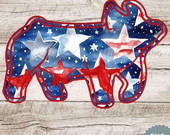 Fichier numérique rouge, blanc et bleu, Montrer la vie, Montrer le cochon PNG, Montrer la vie vache PNG Téléchargement numérique Sublimation