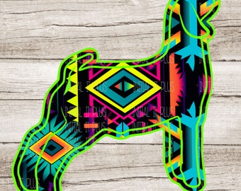 Neon Show Goat PNG, Aztec Design (Digital Download)