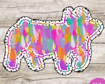 Show Pig PNG, Colorful Brushstrokes (Digital Download)