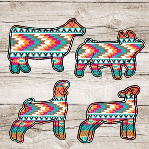 Aztec show pig digital file, Stock show cow, Show goat PNG, Show Life lamb PNG Digital Download Sublimation