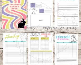 PRINTABLE Stock show record book, Show rabbit, Livestock show, Rabbit Youth Livestock Project Record Book