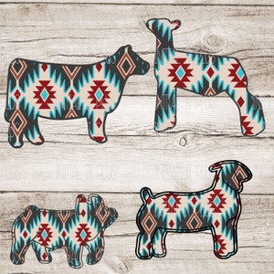 Aztec show pig digital file, Stock show cow, Show goat PNG, Show Life lamb PNG Digital Download Sublimation