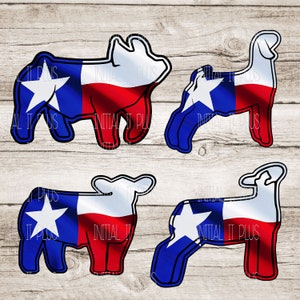 BUNDLE Texas show animals digital file, Stock show life, Show pig PNG, Show Life cow PNG Digital Download Sublimation