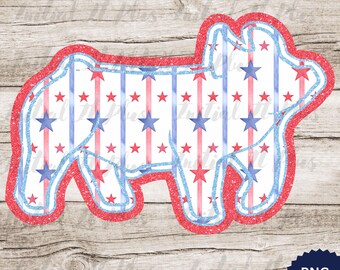 Fichier numérique rouge, blanc et bleu, Montrer la vie, Montrer le cochon PNG, Montrer la vie vache PNG Téléchargement numérique Sublimation