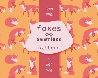 Seamless cute Foxes pattern vector