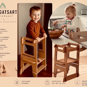 Montessori Learning Tower Plans: DIY Plywood CNC Laser Cut Files (Digital Download)