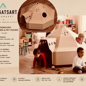 Faltbares UFO-Raumschiff-Spielhaus aus Pappe – DIY-Spielplatz nach Montessori-Art (Digitaler Download)