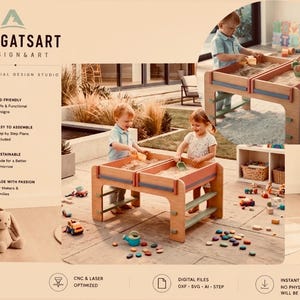 Montessori SENSORY Outdoor Table Plans: DIY Plywood CNC Learning Table Files (Digital Download)
