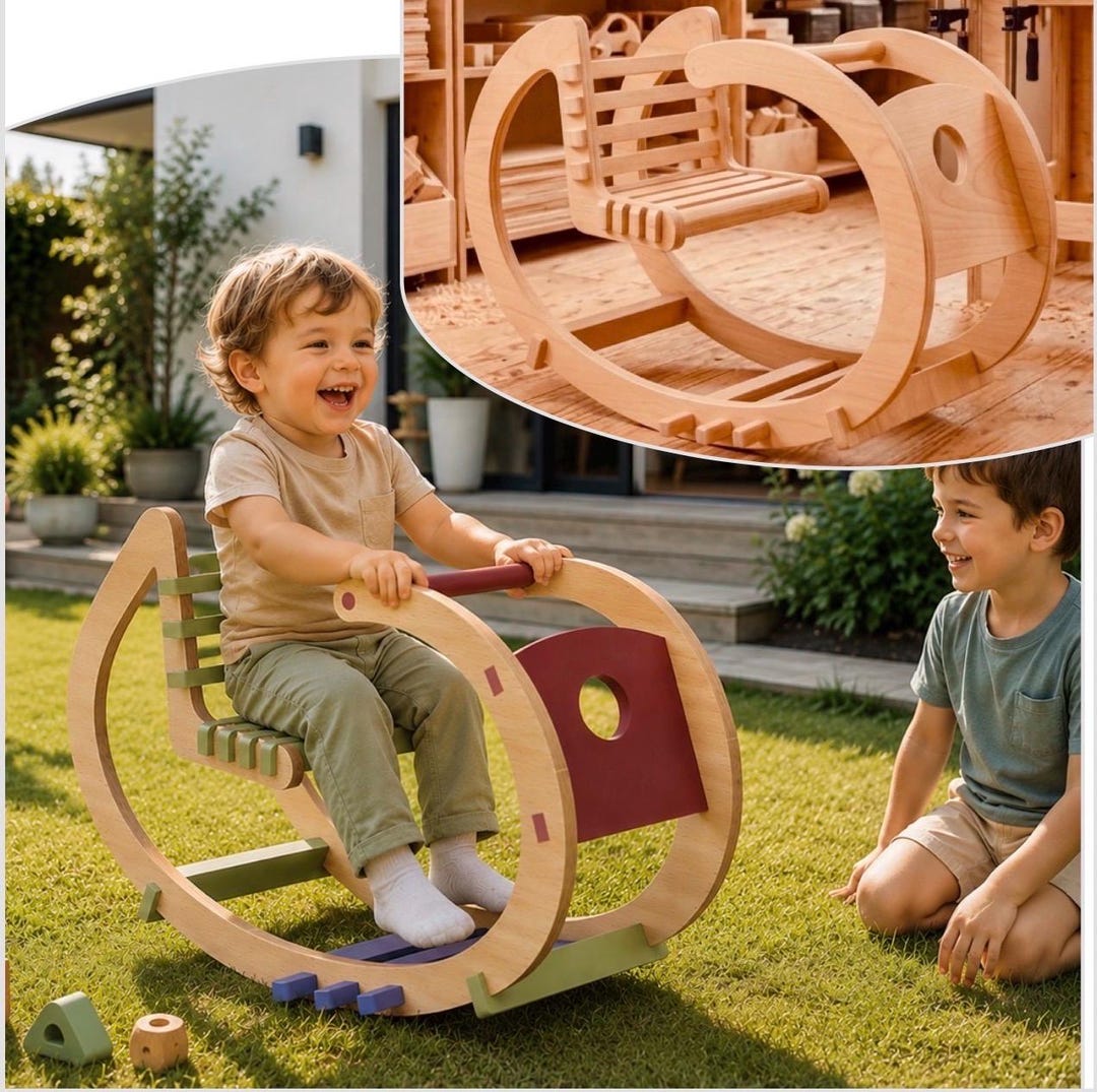 Toddler Rocker Plan Montessori Toddler ROCKER Plans: DIY Plywood CNC Laser Cut Files ...