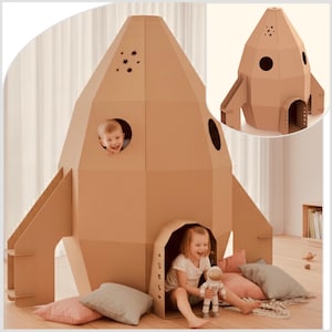 折りたたみ式段ボール製ROCKETプレイハウス - DIYモンテッソーリ宇宙船遊び場（デジタルダウンロード）