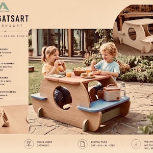 Montessori Kids Picnic Outdoor Table Plans: DIY Plywood CNC Laser Cut Files (Digital Download)
