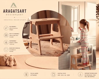 Montessori Inspired Plywood Step Stool Plans: DIY CNC Laser Cut Files (Digital Download )