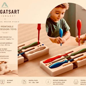 Montessori-Schraubendreher-Stapelspielzeug: STEM-Pädagogik-3D-Druckwerkzeugset (STL-Digitaldownload)