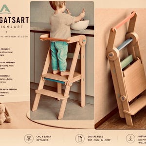 Montessori-Faltturm-Baupläne: DIY-Sperrholz-CNC-Laserschnittdateien (Digitaler Download)