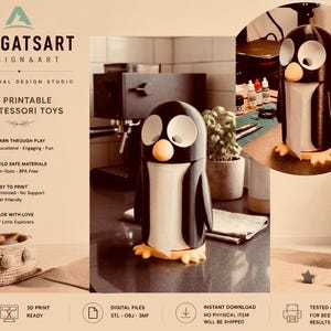 3D Printed Penguin Paper Towel Holder STL File: Modern Decor (Digital Download)